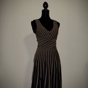 Morgan De Toi Black and Gold Striped Dress